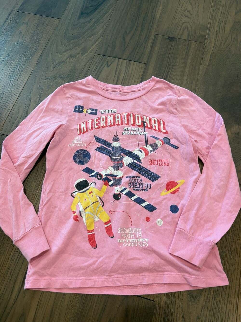 Peek Kids Pink International Space Station Long Sleeve Graphic T-Shirt